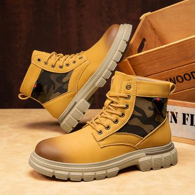 Retro Herren Stiefeletten Wasserdichte Freizeit Lederstiefel High Top Schuhe für Herren Rutschfeste Arbeitsstiefel