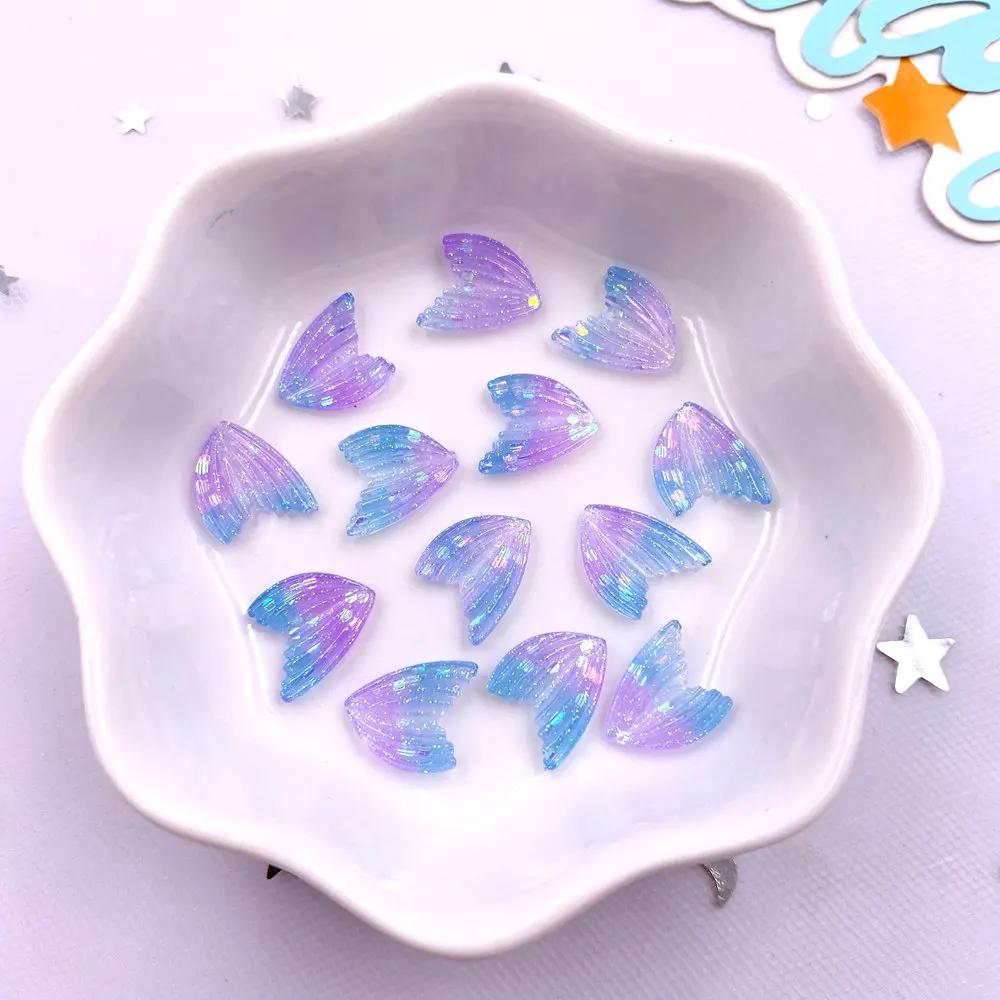 100Pcs Resin Colorful Mini Luminous Mermaid Nail Charms Glow Shell Ocean Flat Back Rhinestone Art Decor Accessorie DIY Scrapbook