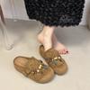 Handmade beaded fringed half-drag summer soft bottom thick bottom small cow anti-velvet bag head slippers