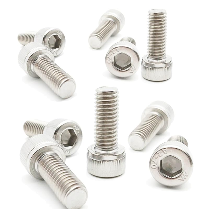 A-Flat Hex Socket Cap Bolts, 304 Stainless Steel, Set of 10 (M6, 45 mm)