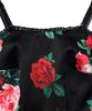 YOUHEE Satin Flower Pattern Dress Black