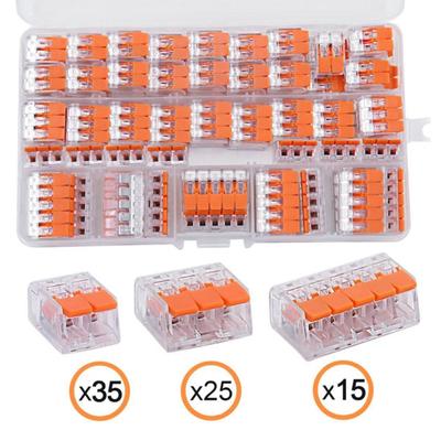 Krabice 75 ks Elektrické pákové konektory drátu 2 porty 3 porty 5 portů Elektrická kabelová svorka Konektor rychlého drátu