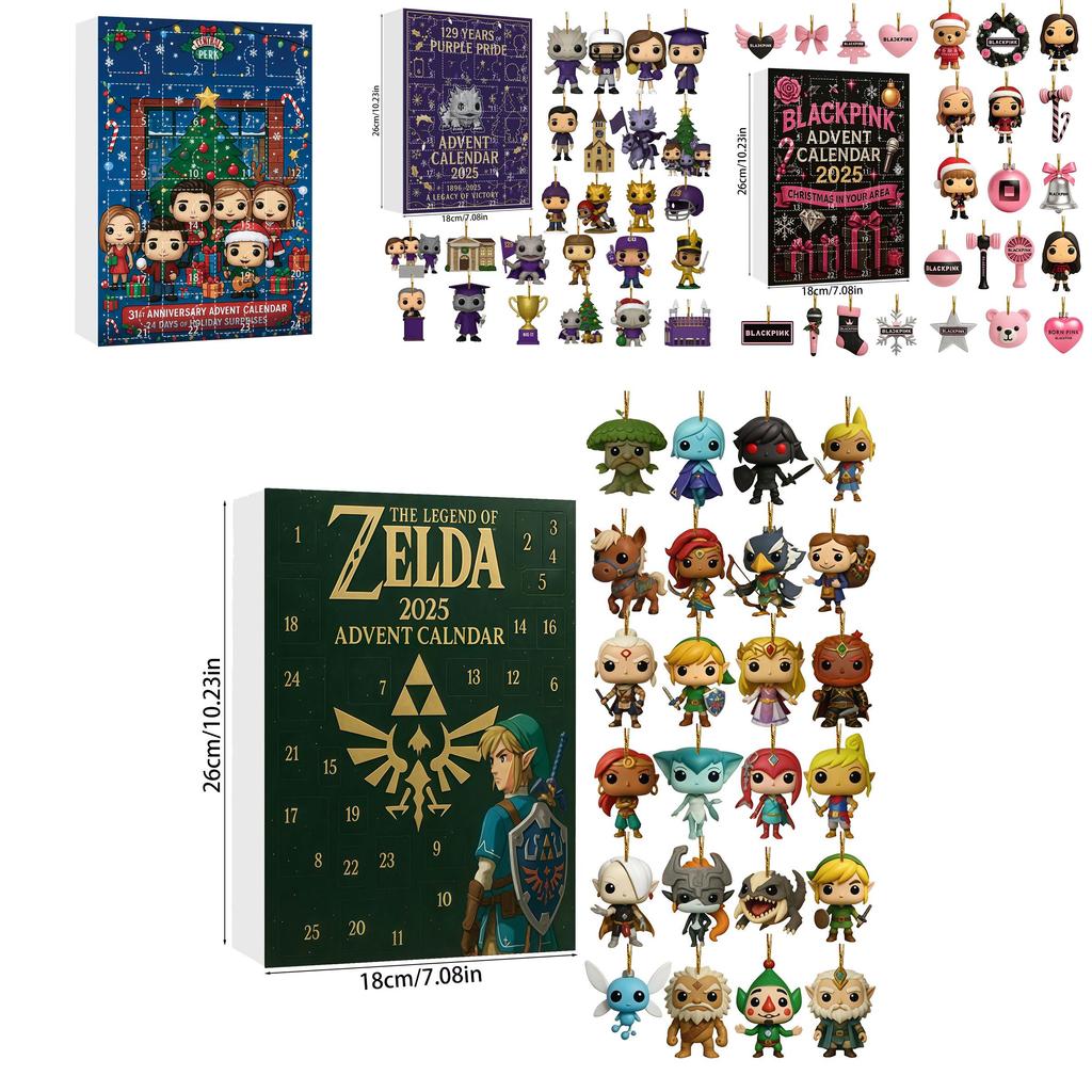 Vánoční adventní kalendář Stray Kids s 24 akrylovými ozdobami pro sváteční obdarování