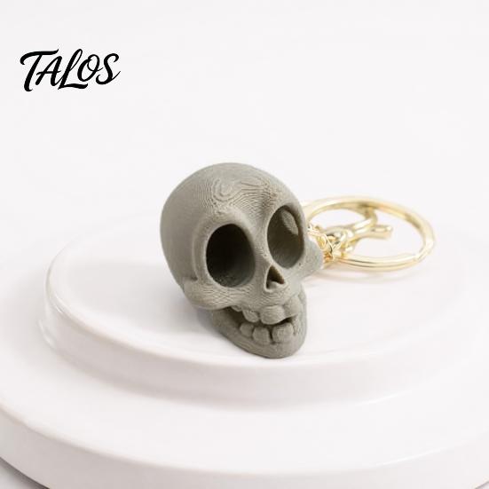 Matte Skull Sculpture 3D Printed Cute Keychain, Artistic Tabletop Ornament with Finish, Creative Bag Charm Light Luxury Home Decor Key Ring