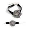 Exaggerated Romantic Big Flower Rhinestones Clavicle Chain Bracelet for Women Elegant Adjustable Choker Y2K Accessories