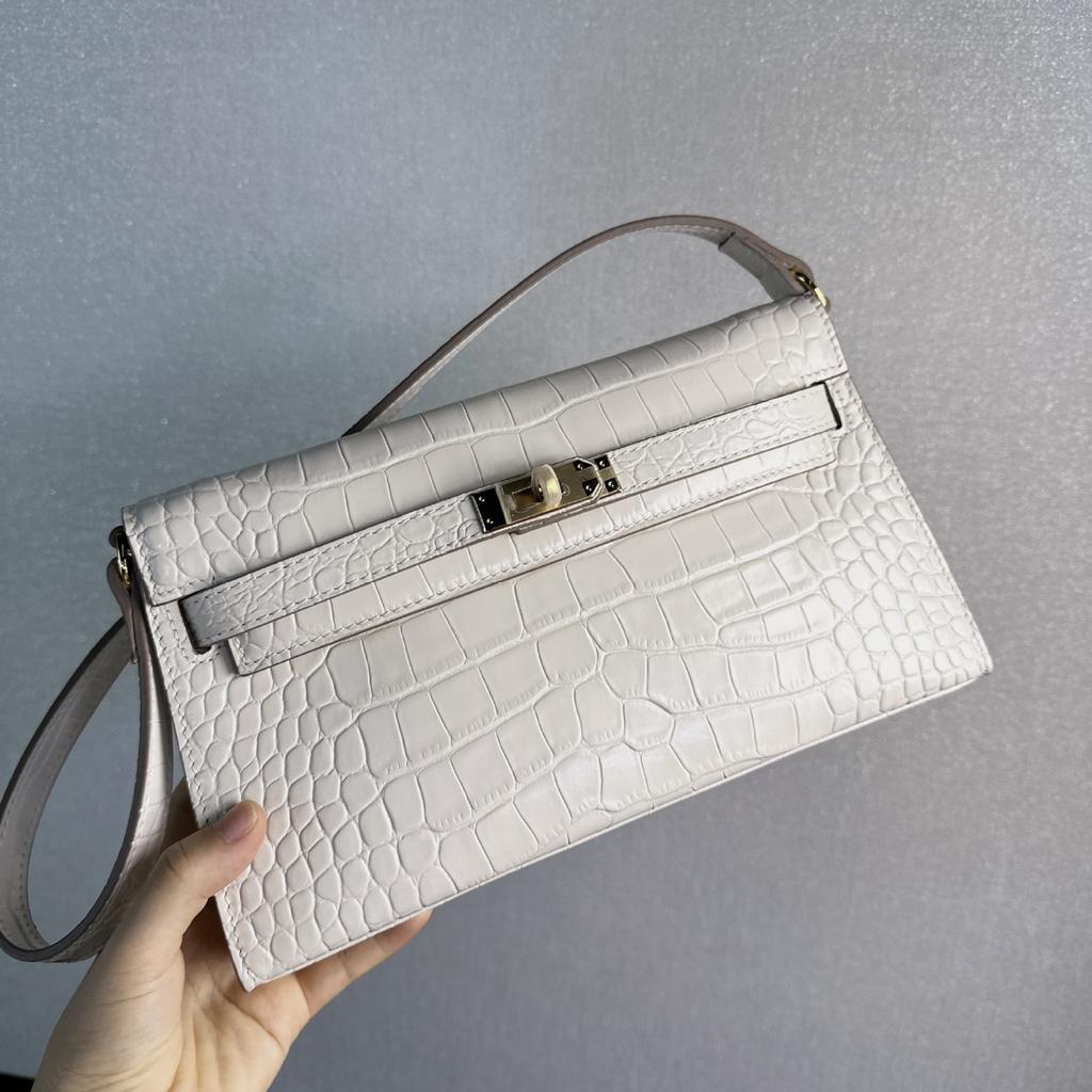 Pierwsza warstwa skóry bydlęcej wzór aligatora torba pod pachę Kelly damska premium matowa skóra elan na jedno ramię ukośny pasek torba bagietka