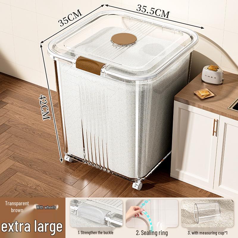 Rotatable Household Rice and Grain Storage Box: Insect & Moisture-Proof, Sealed, Compartmented Bucket