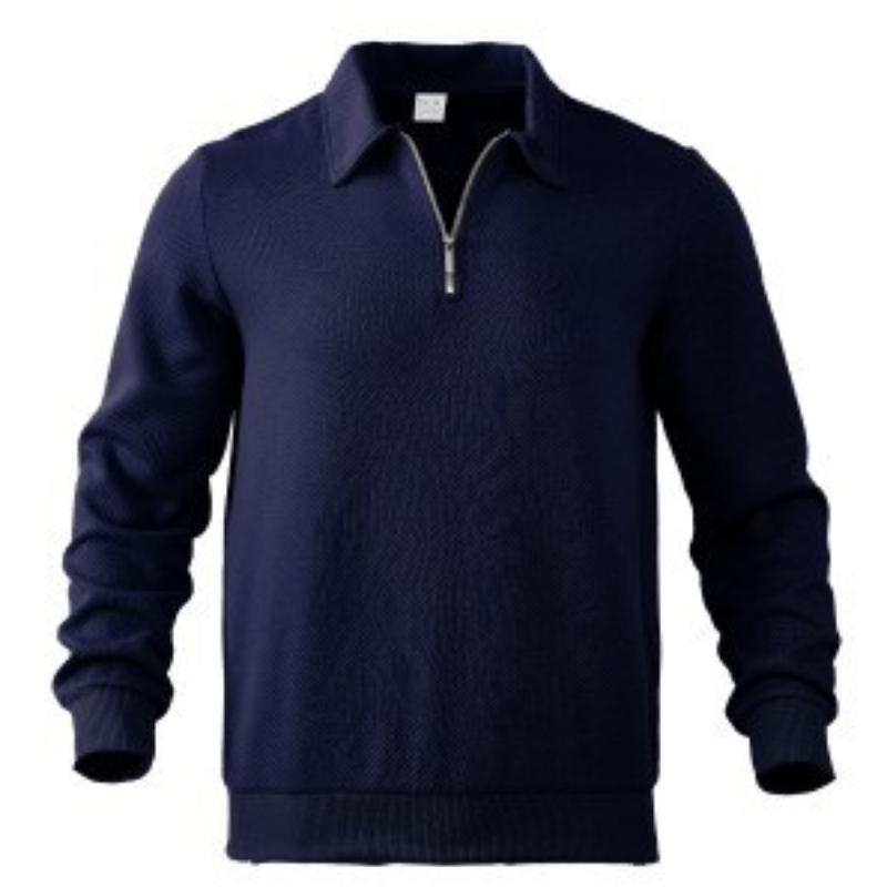 

Men s Long Sleeve Polo Shirt, Half Zip Collar, Textured Knit Fabric, Casual Slim Fit, Multiple Colors XXXL Темно-синій