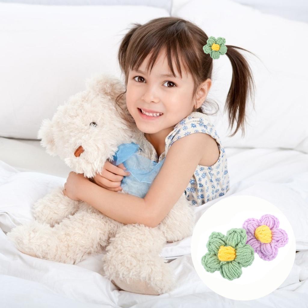 12Pcs Brooch Hairpin Floral Sewing Accessories Crocheted Puff Flowers DIY Decoration Clothing Bags Skirts Crafts