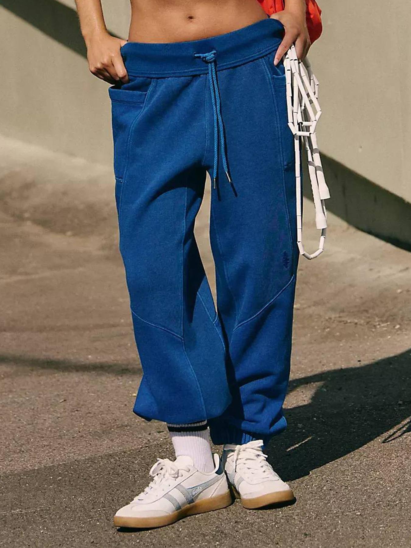 

2025 Новые простроченные повседневные женские спортивные брюки Эластичная талия Спортивные штаны Женские S синий