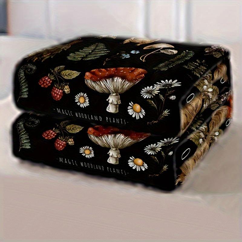 Forest Mushroom Theme Blanket, Comfortable Soft Sofa Throw Air Conditioning Blanke for All Ages Four Seasons Functional Blanket,