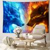 Ice and Fire Wolf Head Tapestry Wall Hanging Abstract Mysterious Art Witchcraft Hippie Tapitz Living Room Bedroom Home Decor