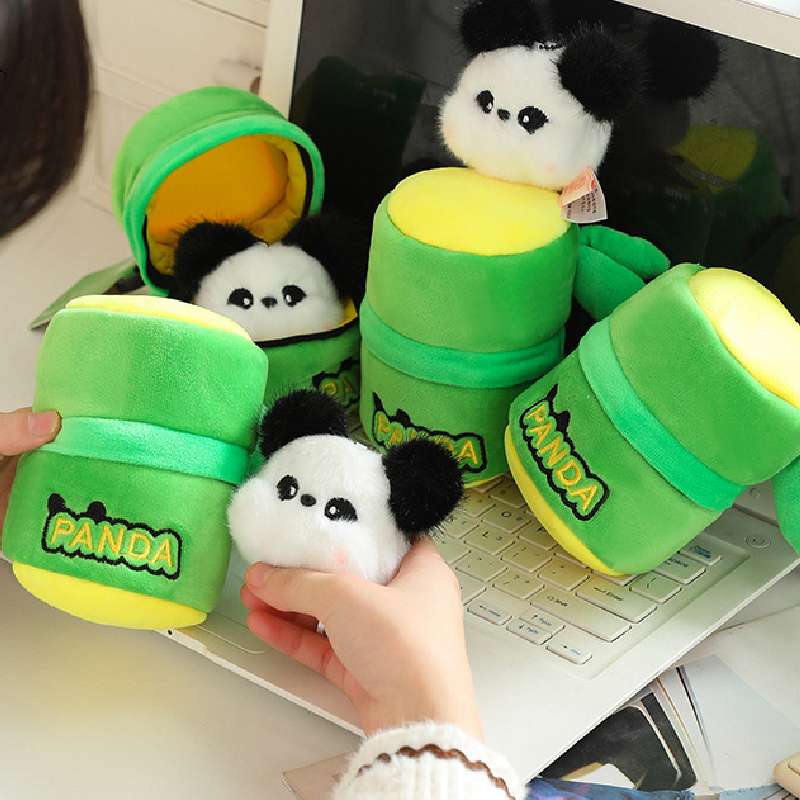 Tube Bamboo Panda Plush Toy Backpack Pendant Keychain Car Decoration Pp Cotton