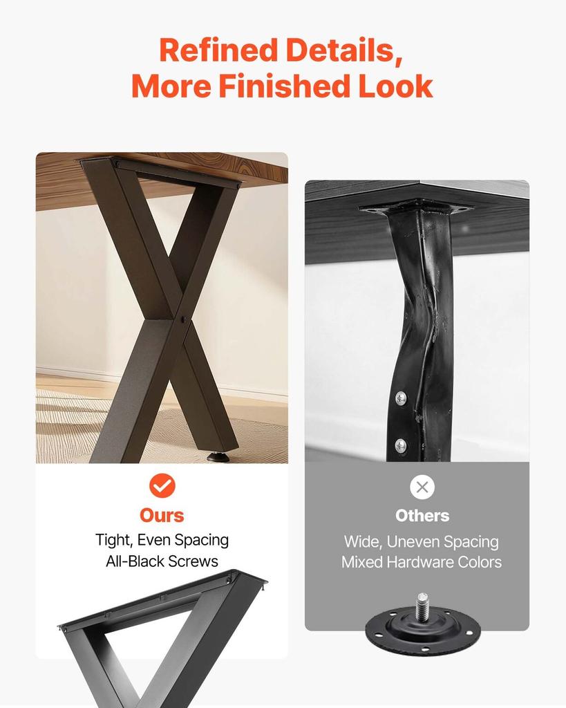 Table Legs, 750 X 760 Mm (HxW) W Steel Furniture Legs, Modular Design, Easy Assembly, 1000 Kg Max Load Heavy Duty, for Home Office Desk, Coffee Dinner