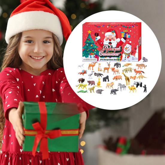 Christmas Advent Calendar with 24 Animal Figures Daily Countdown To Christmas for Kids Interactive Parent-Child Fun Gift Collection