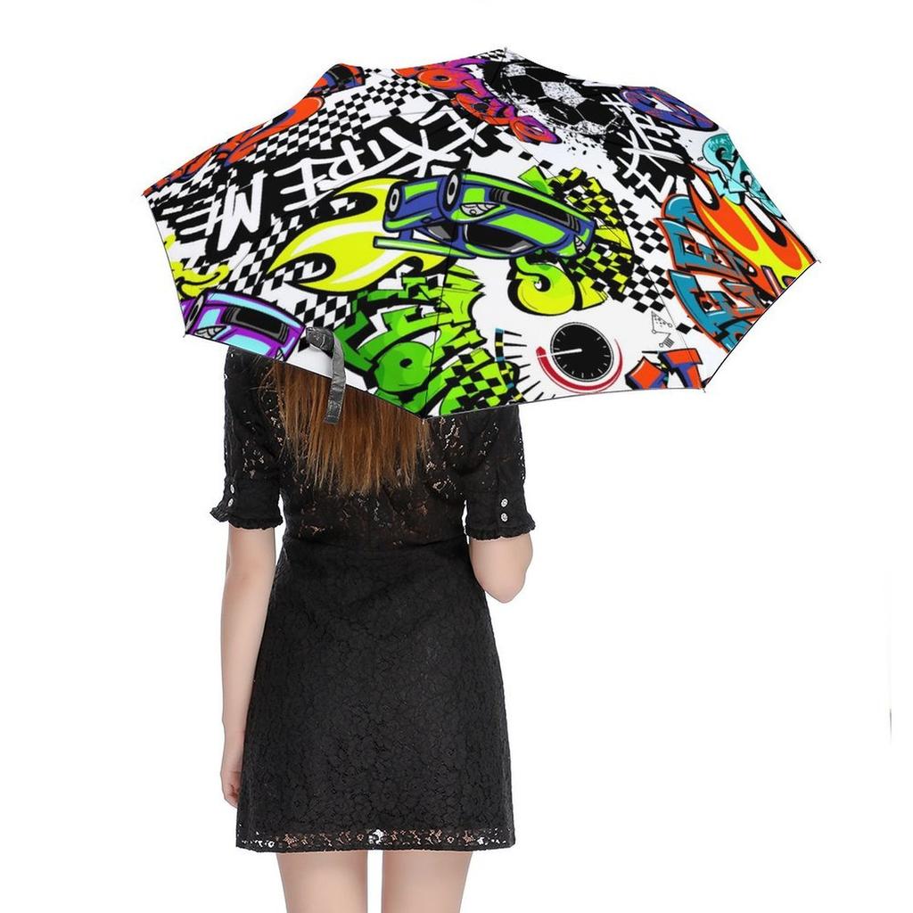 1 Pack Automatic Umbrella With Efficient Auto Open Mechanism And Wind Resistance For Outdoor Use In Graffiti Look