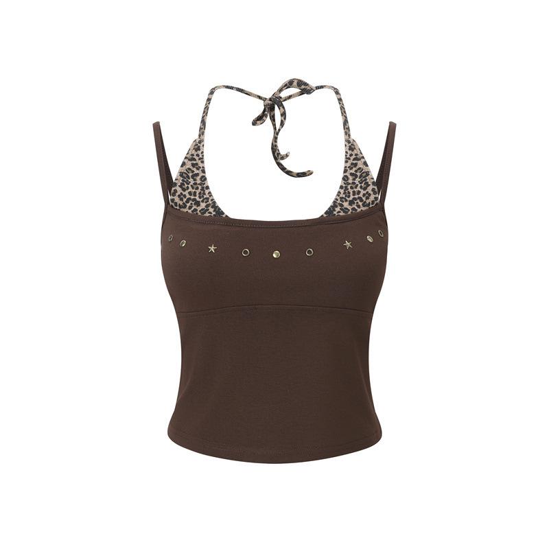 

Женский летний топ-майка 26 в американском ретро-стиле Spicy Girl Large кофейный