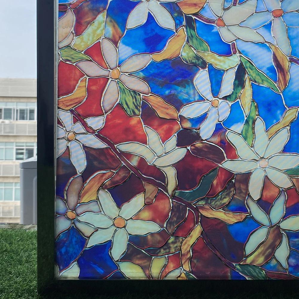 Privacy Film Static Window Clings Vinyl 3D Window Decal Stickers Rainbow Window Film for Glass Door Heat Control Anti UV