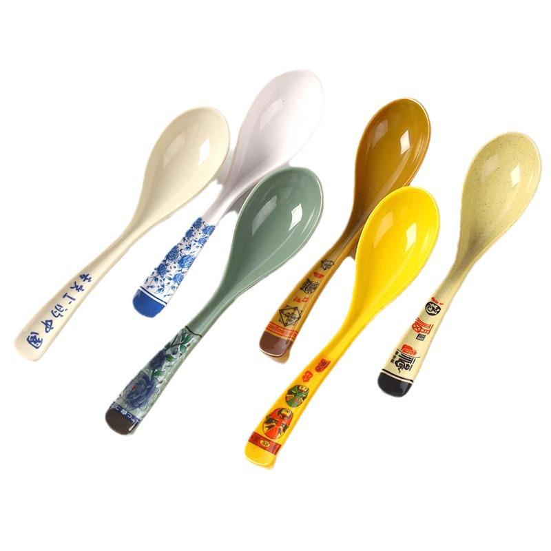 Imitation Porcelain Melamine Chinese-Style Drop-Resistant White Spoons for Hotel and Restaurant Use, Seasoning & Soup Serving