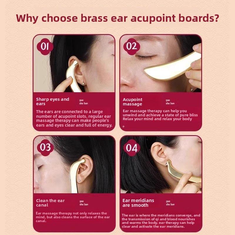 Pure Brass Scraping Board for Facial Beauty Massage Specifically Designed for Scraping Around The Eyes and Ear Acupoints