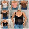 1XL-4XL Big Size Lace Corset Hollow Suspender Vest Elegant Simple Lace Crop Tops  Spring Summer