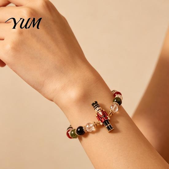 Rust-resistant Bracelet Christmas Bracelets for Women, Santa Claus Elk Snowman Tree Fine Workmanship Beaded Bracelet, Holiday Jewelry Gifts