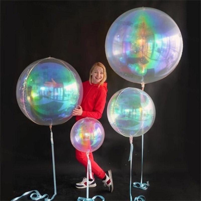 12 Stück schillernde 4D runde Folienballons 22/12/10 Zoll holografische 4D-Folienballons Helium Luft Globos Meerjungfrau Geburtstag Hochzeit Dekoration 5
