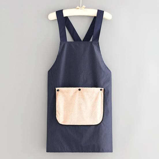 Waterproof Kitchen Apron with Pocket Removable Towel Multi-Functional Adjustable Oil-proof Men Women Chef Cooking Baking Striped Bib Apron