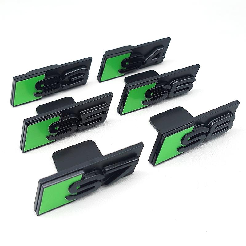 3D ABS Yellow Blue Black Logo S3 S4 S6 S7 S8 S5 Badge Car Front Grill Emblem Sticker For 9lbkr S3 S4 S5 S6 S7 S8 Accrssories lbkr9