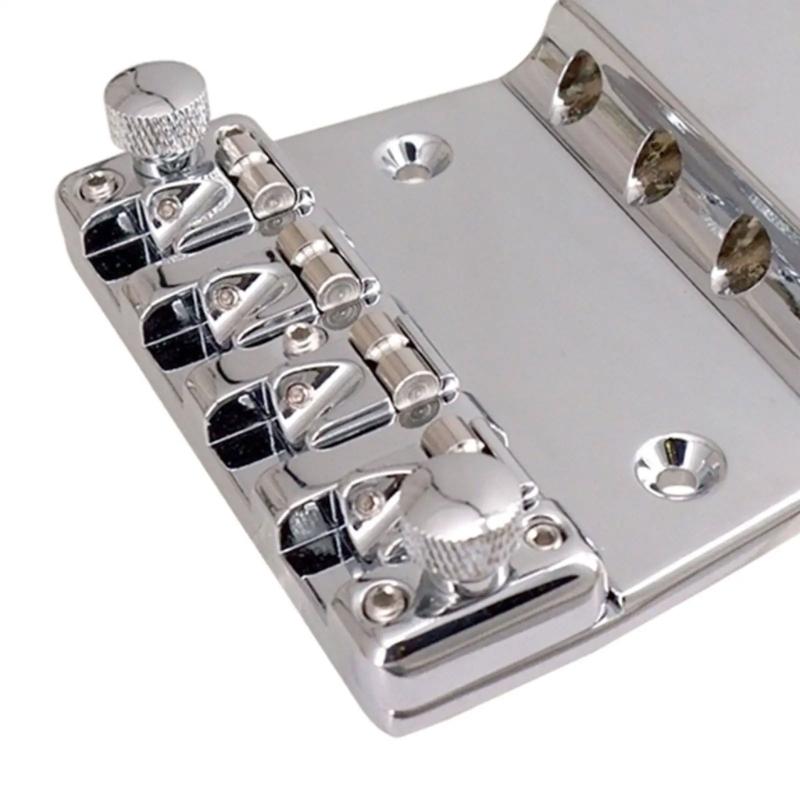 4 String Electric Bass Guitar Bridge Hard Tail Fixed Bass Guitar Bridge Roller Saddles Bridge for Bass Guitar Part