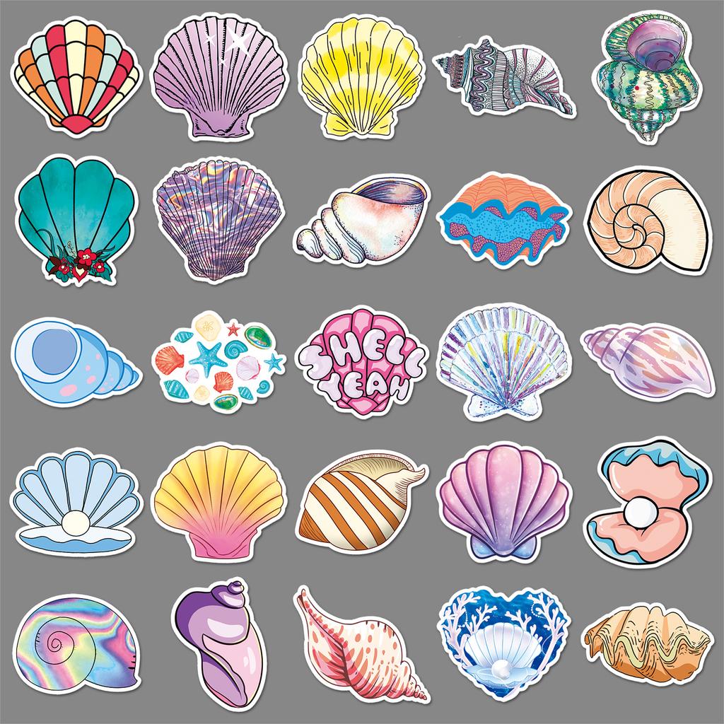 50 Nálepky na skateboard a kufr s kreslenými postavičkami a mušlemi, personalizované, pro děti, korejské, kreativní, DIY, vodotěsné