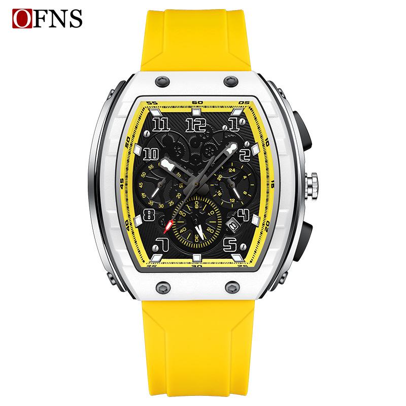 Oufanni Sportive Quartz Chronograph: Stylish Tonneau Men's Watch for Students with Multifunctional Design