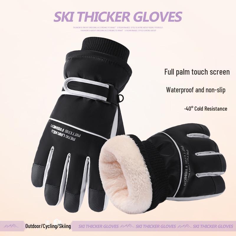 Unisex Winter Ski & Cycling Gloves: Waterproof, Warm, Velvet-Lined, Thickened Cold Protection.