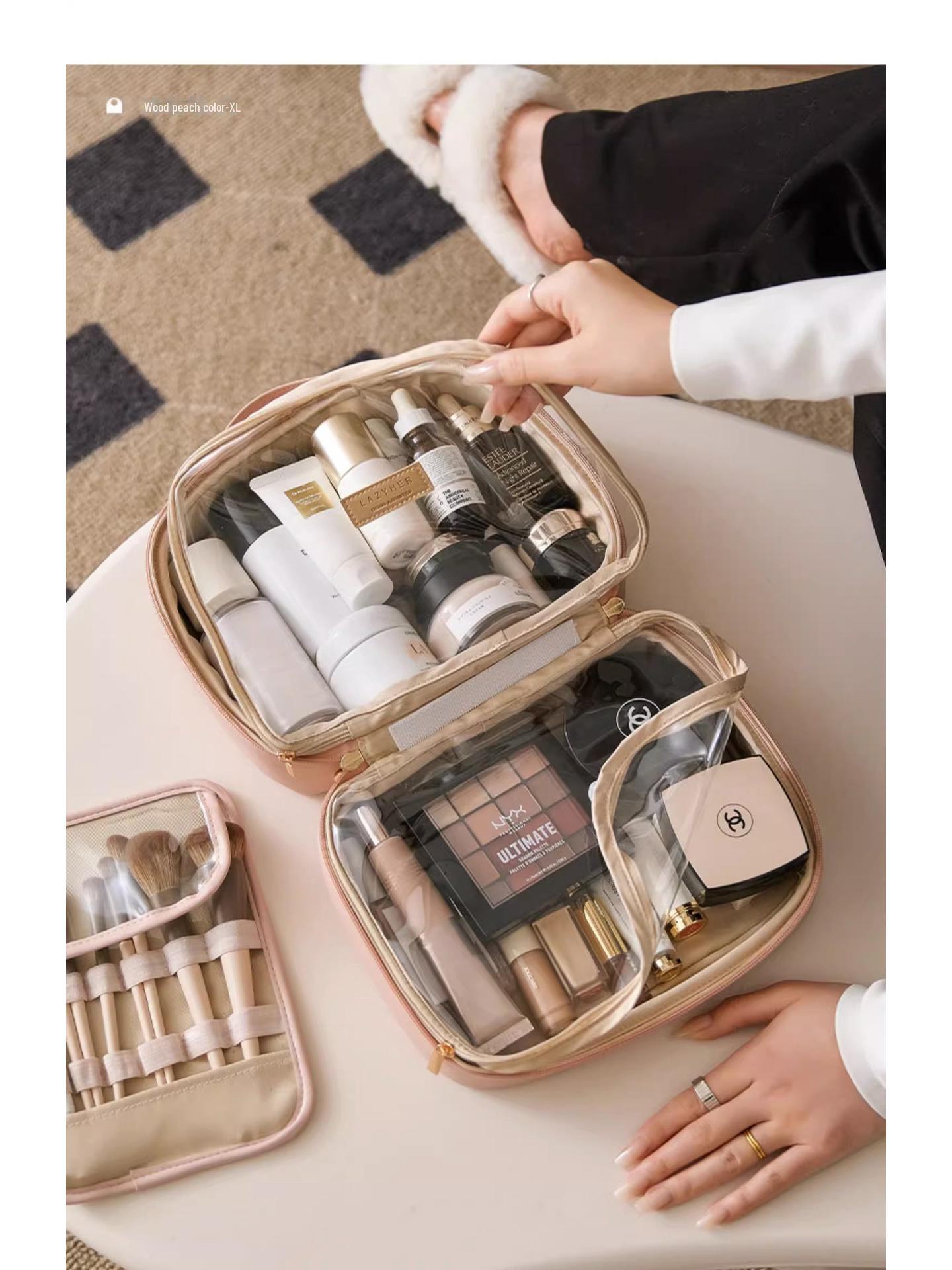 

Универсальная дорожная сумка из искусственной кожи для косметики и туалетных принадлежностей 23x10.5x16.5cm грязно-белый