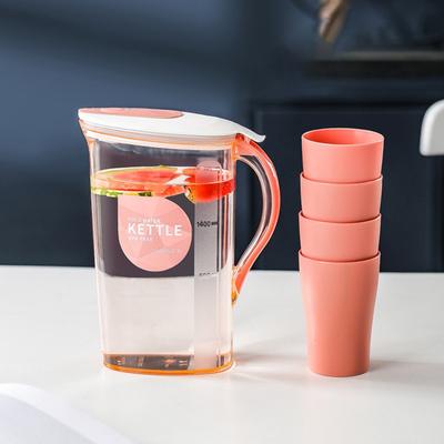 BPA Free Heat Resisttant Cold Water Kettle With Cups Large Capacity Water Pitcher Scaled Transparent Water Pot Refrigerator
