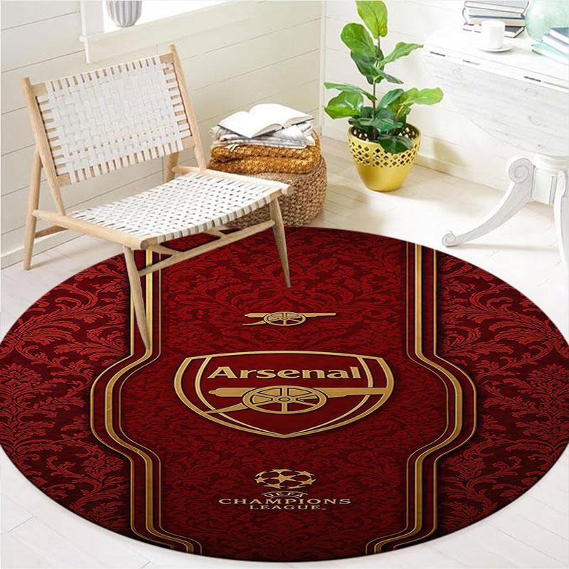 Arsenal F Round Area Rug,Carpet Rug for Living Room Bedroom Sofa Playroom Decor,Non-slip Floor Mat