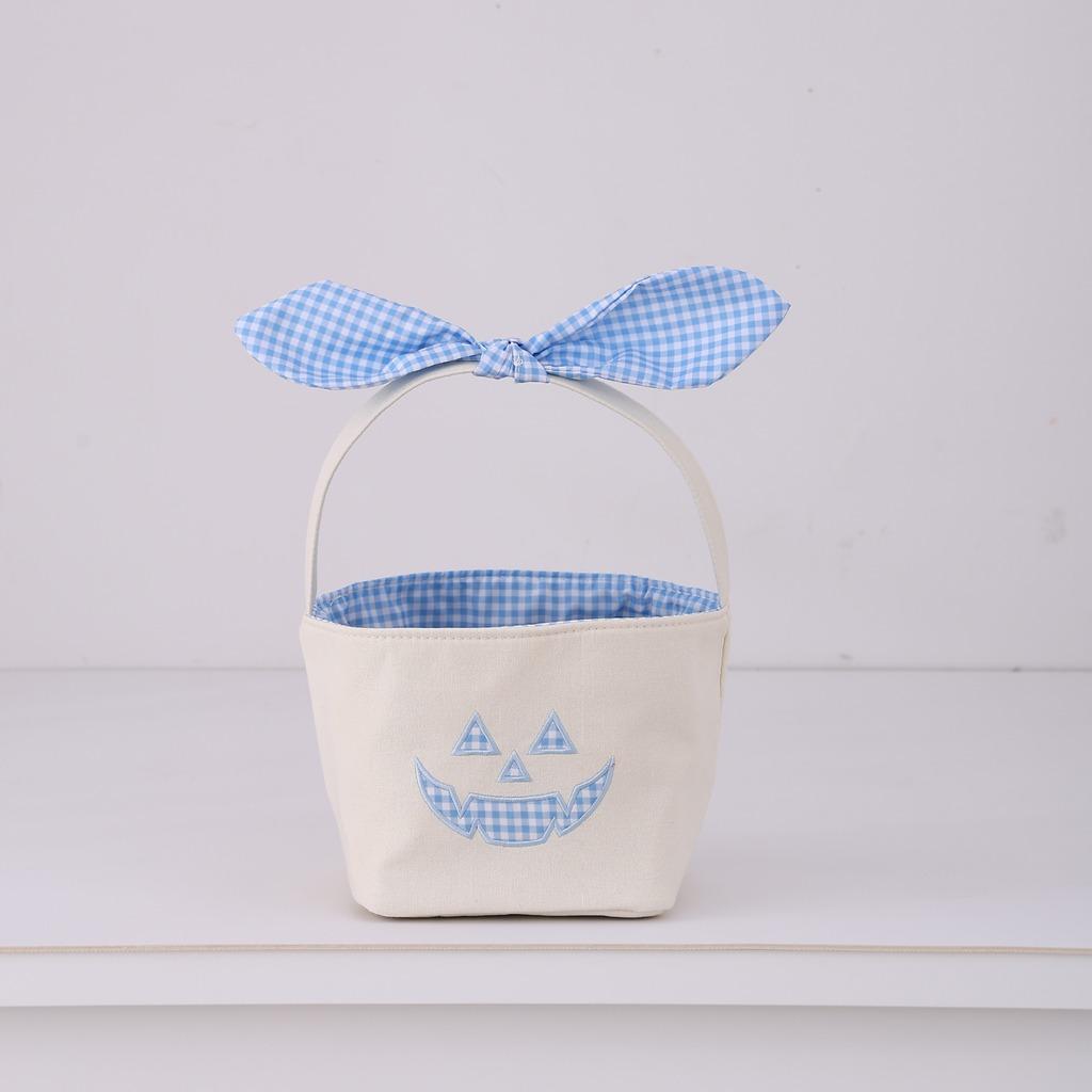 Jack O Lantern Candy Bag Checkered Pumpkin Face Basket Trick Or Treat Basket Handheld Handheld Gift Bag For Holiday Party