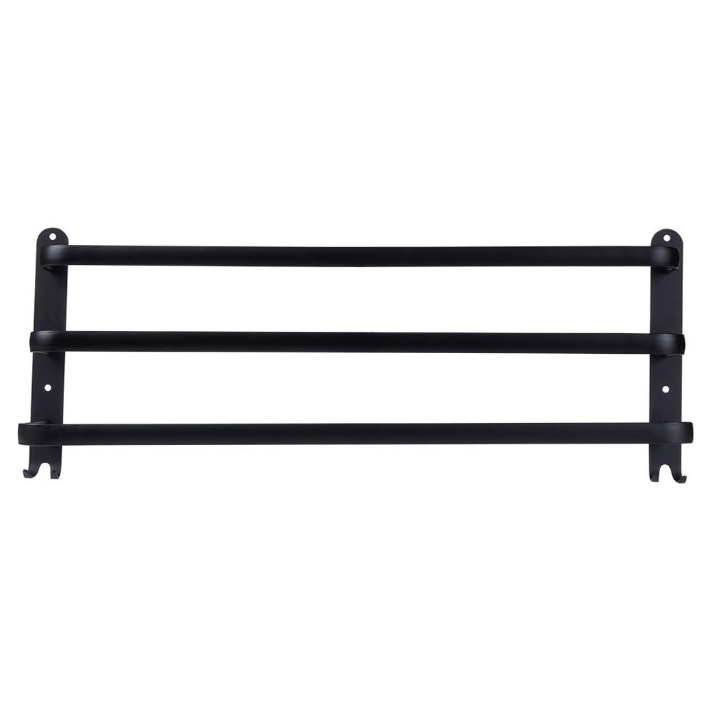 Badezimmer Wand-Handtuchhalter, Metall, Schwarz + Haken, 60 cm