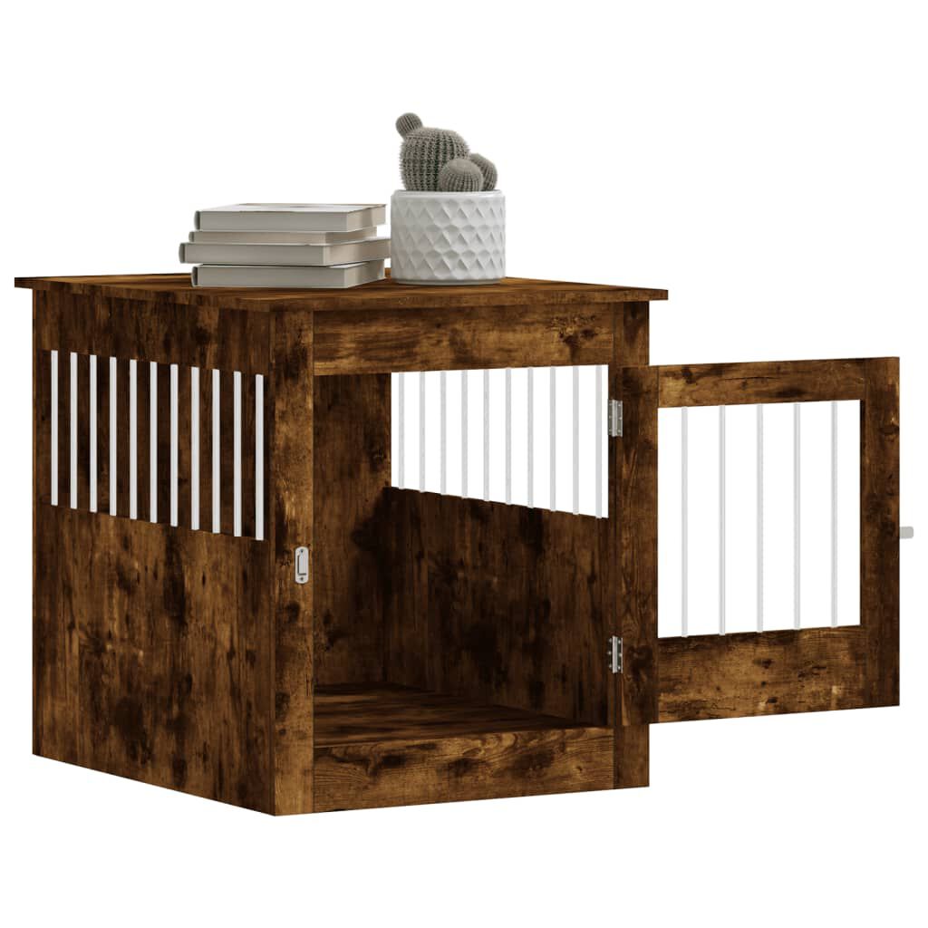 vidaXL Dog Crate Furniture Smoked Oak 64.5x80x71 Cm