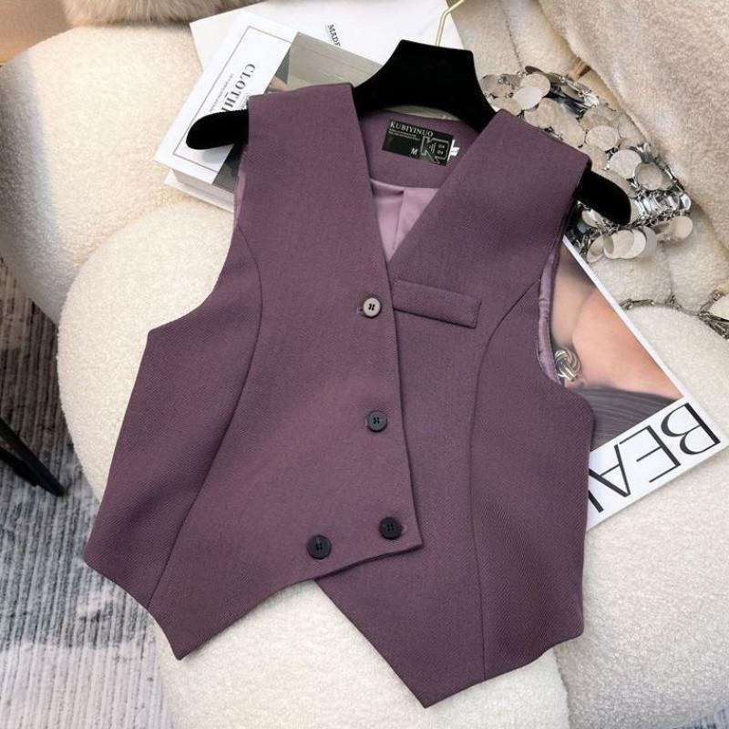 Simple Sleeveless Suit Vest Casual Wide Leg Pants Two-piece Set for Women Elegant Suit Set
