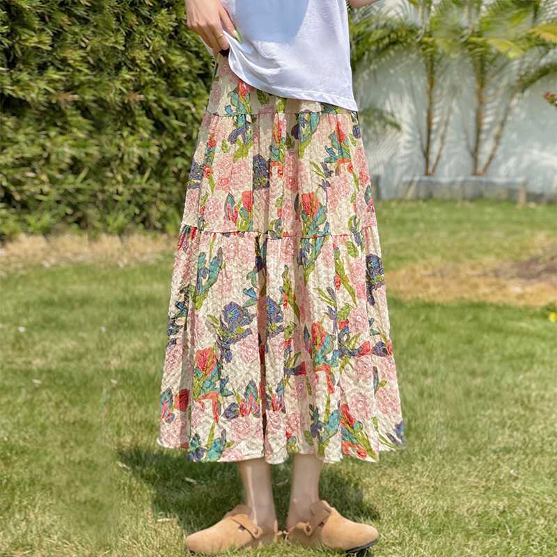 

Реальное фото выстлано юбкой с принтом в стиле мори для женского летнего нового ретро-нежного ветра платья с эластичной талией. M