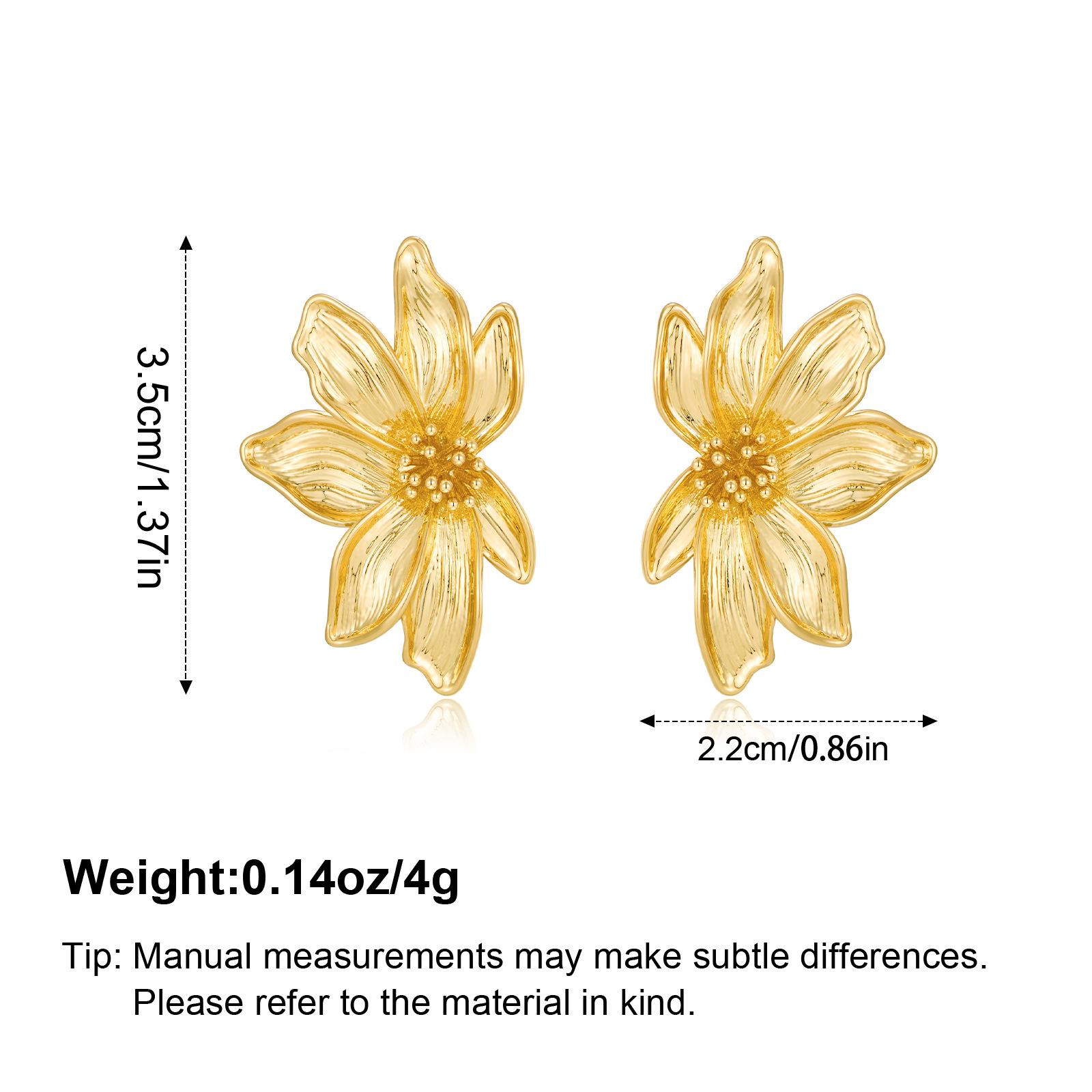 Exaggerated 18K fashion big flower earrings, high-end copper gold-plated ins exquisite light luxury flower earrings