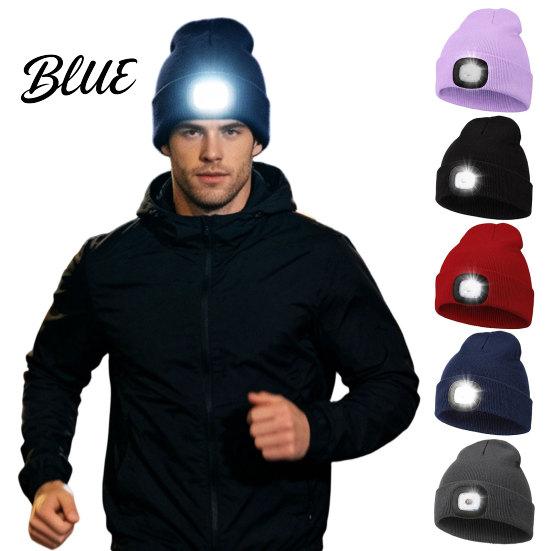 Unisex Outdoor Winter Accessory LED Hat with Light USB Rechargeable Headlamp Skull Cap Hiking Warm Cap Light Knitted for Men Women Gear Hands Free