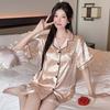 Premium Silver Powder Cartoon Ice Silk Pajamas Women'S Summer Short-Sleeved Loose And Comfortable Loungewear Set