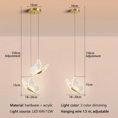 Butterfly LED Pendant Lights Nordic Ceiling Hanging Lamp Bedside Suspension Luminaire For Home Living Room Decor Indoor Lighting