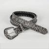 Women's Retro Carved Men's Round Rivet Belt Punk Rock Jeans PU Leather Waist Strap