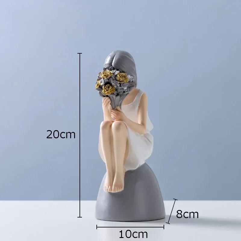 

Modern Girl Character Resins Statue Desktop Decor Ornaments Cute Girl Painted Sculpture Figures Figurines Home Decoration