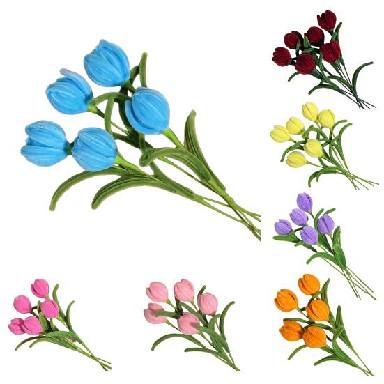 Twisting Stick Tulip Wool Flowers Never Wither Floral Arrangement Long-Lasting Keepsake Flower for Home Decor