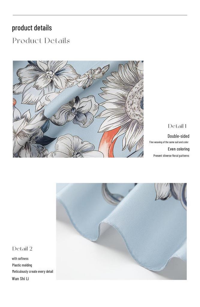 Wan Shi Li Spring Collection: Colorful Butterfly Silk Scarf – Real Mulberry Silk Twill, Double-Sided, Square, Perfect for Spring/Summer.