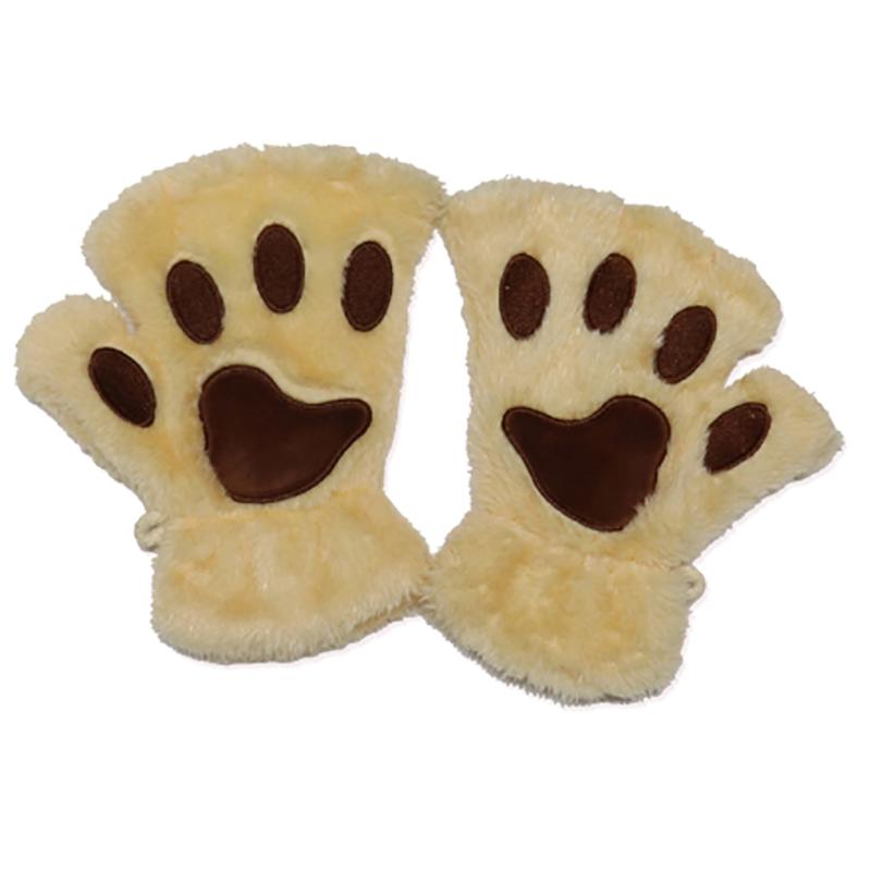 Cute Cat Paw Fluffy Claw Fingerless Gloves Warm Soft Plush Fingerless Panda Glove Half Finger Women Winter Wear Christmas Gifts
